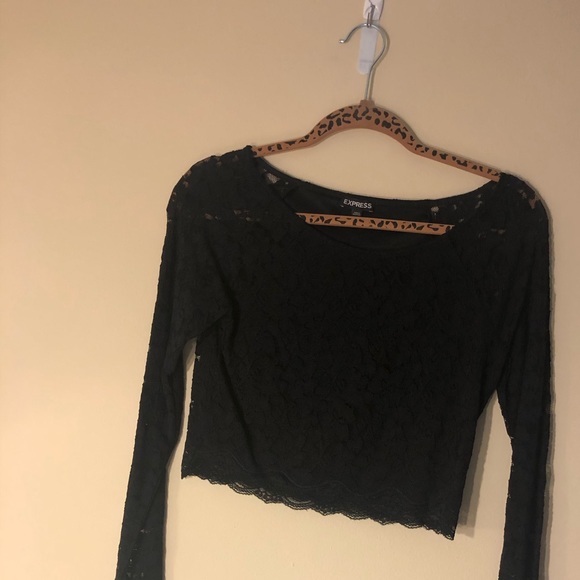 NEW Express Black Lace Crop Top - M - Picture 6 of 8